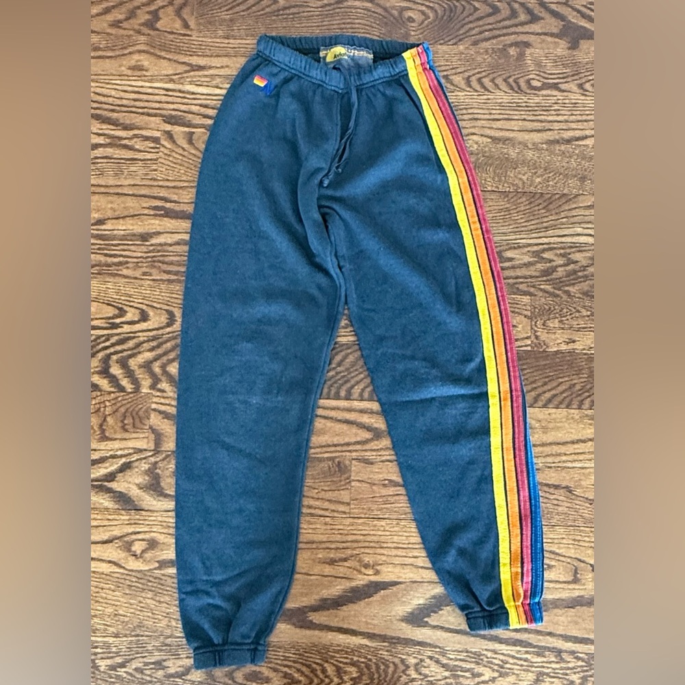 Aviator Nation Navy Joggers with Multicolor Stripe